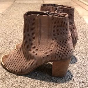 Toms Stucco Suede Perforated Peep Toe Booties